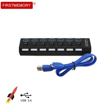 

High Speed USB 3.0 HUB 7 Ports Multiple Splitter Switches LED Power Indicator USB 3.0 Data Cable for PC Laptop Desktop Notebook