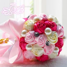 Кристалл Брошь Букеты Свадебные ткань искусственный Rose прочный свадебный цветок на руку для подружки невесты D169