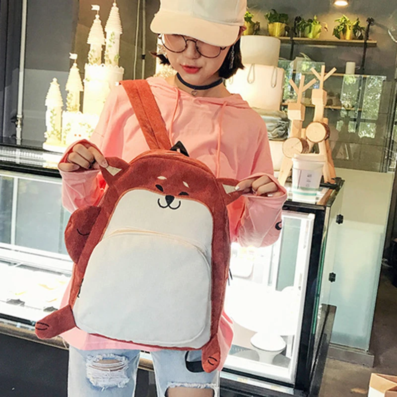 Женский рюкзак школьный холст милый Лисий рюкзак женский винтажный рюкзак для ноутбука для девочек школьный (оранжевый красный)