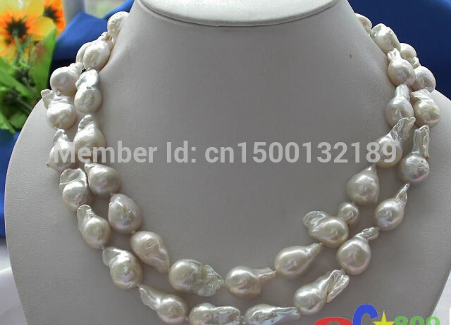 

j0037 2ROW 23MM WHITE DRIP KESHI REBORN PEARL NECKLACE (A0322)