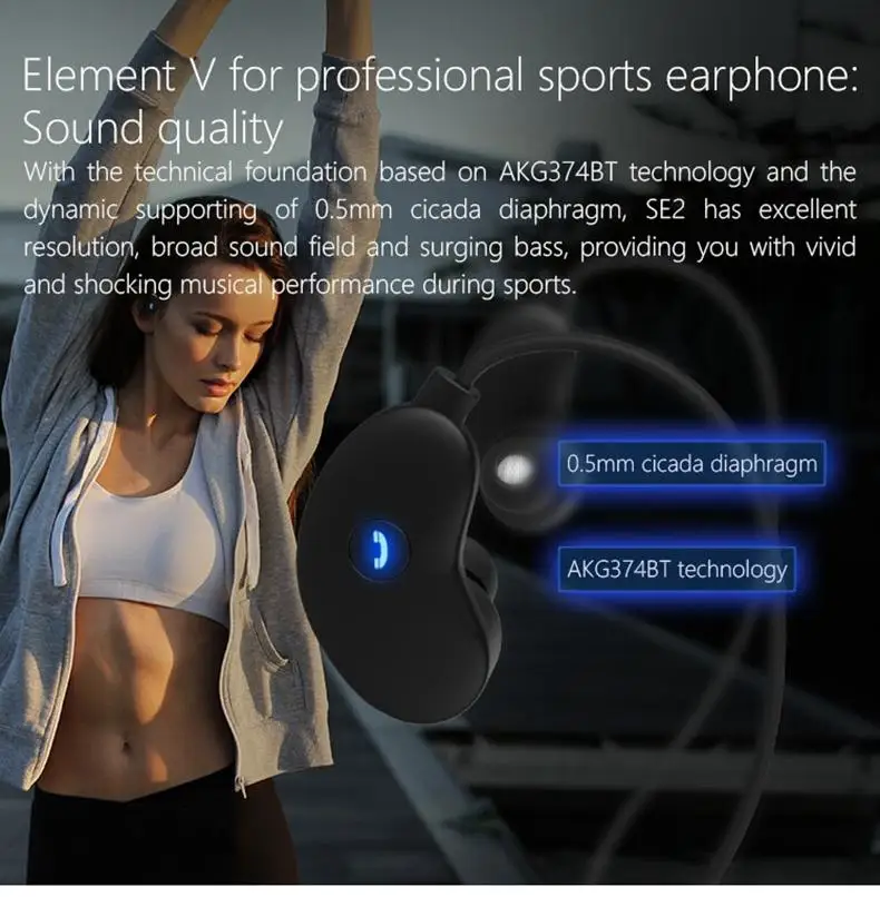 JAKCOM SE2 Wireless professional sports Bluetooth Earphone IP55 waterproof stereo earphone With MIC for Andrion IOS Mobile Phone6