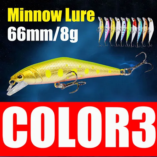 Afishlure 66 мм/8 г Гольян приманки тонущие жесткие приманки Iscas искусственные Pesca Leurre Dur Peche приманка для рыбалки ABS жесткая приманка D-Minnow - Цвет: Color3