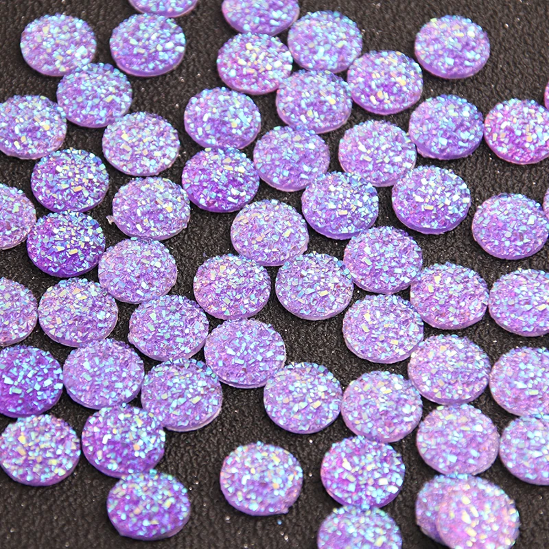 New Fashion 40pcs 12mm Mix Colors Natural Ore Style Flat Back Resin Cabochons For Bracelet Earrings Accessories