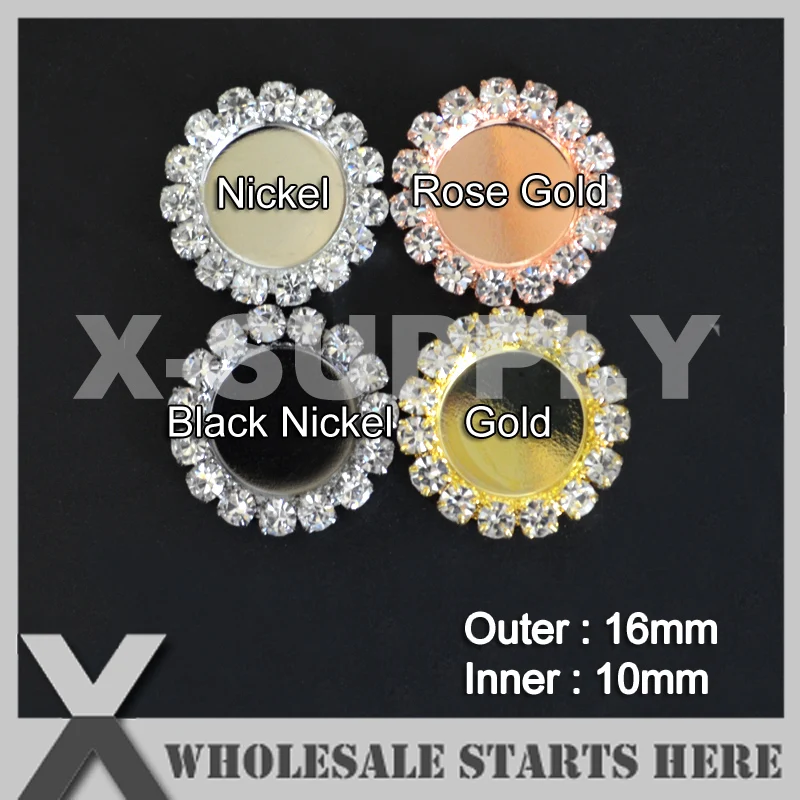 

16mm Flat Back EMPTY Metal Rhinestone Embllishment Button,Used for DIY Flower Center,Hair Clip,Headband,Handmade Craft