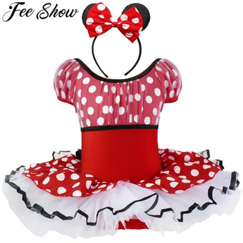 

Girls Polka Dots Ballet Tutu Dress with Headband Costume Dancewear Child Ballerina Party Dance Leotard Stage Performance Dress