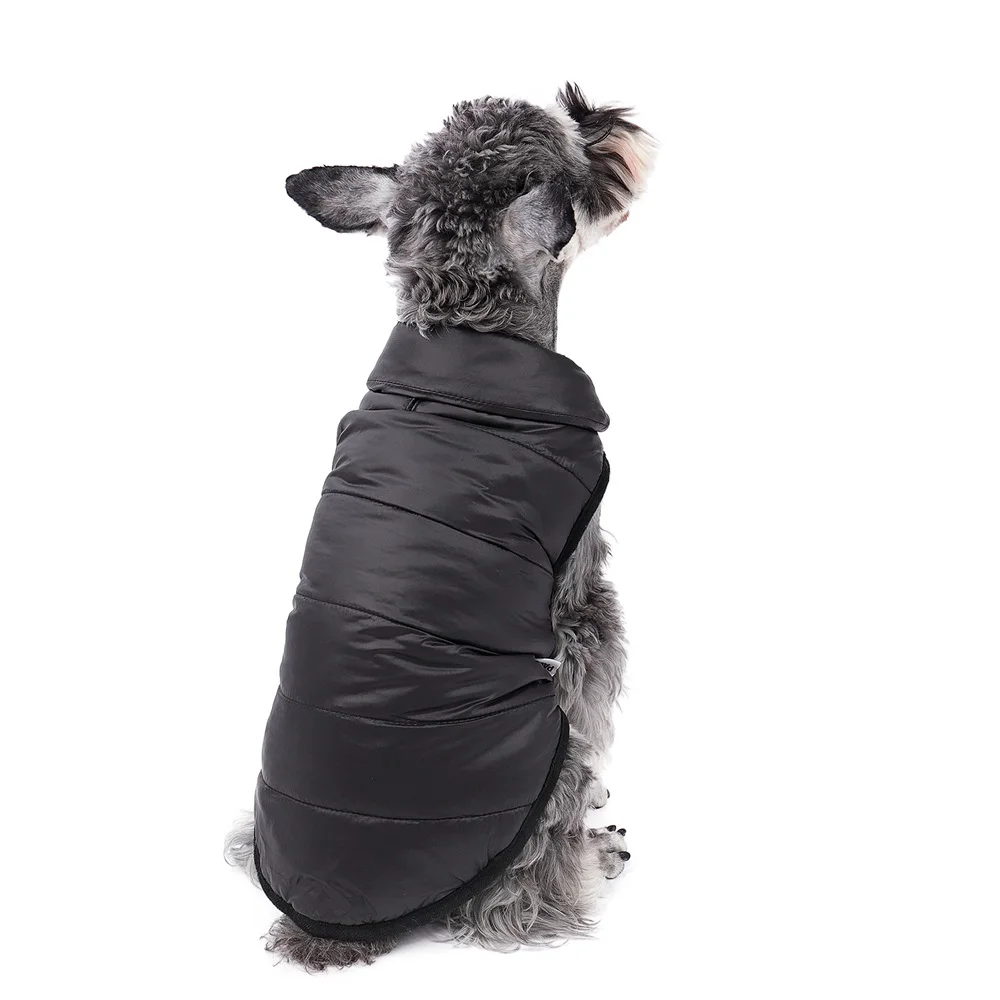 Зимняя одежда для собак, водонепроницаемый пуховик с капюшоном для собак, теплая одежда для домашних животных, одежда для больших собак - Цвет: Черный
