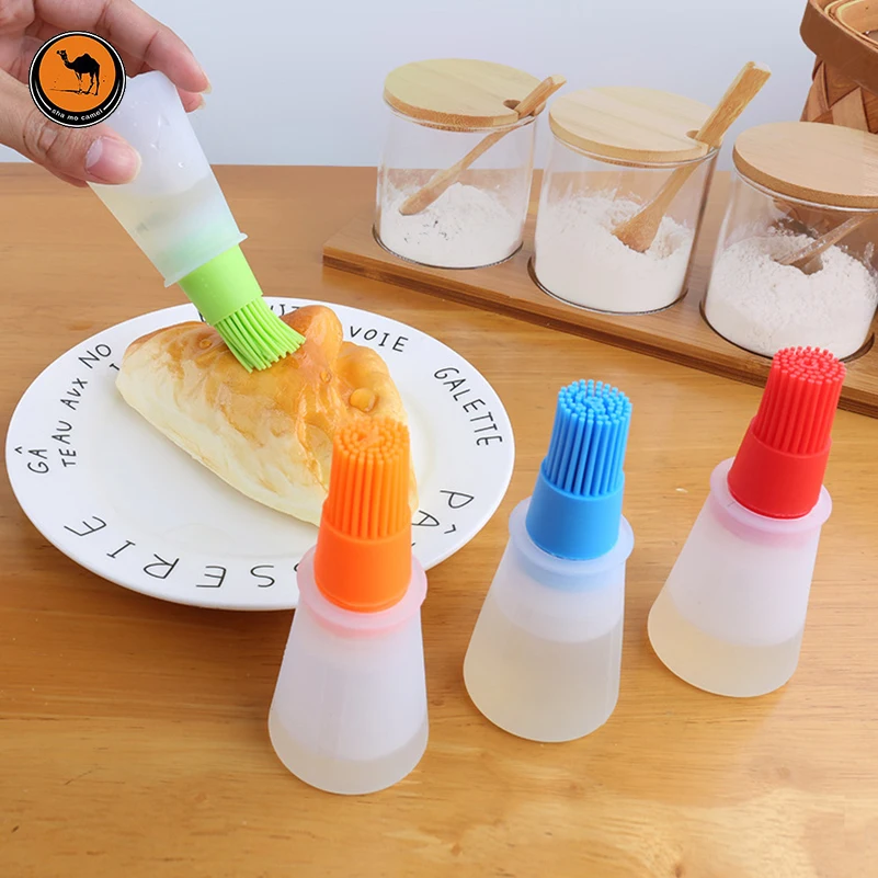 1 Pcs BBQ Tools Oil Bottle Silicone Grilled Basting Brushes Barbecue Accessories Portable Food Brush Color Random | Дом и сад
