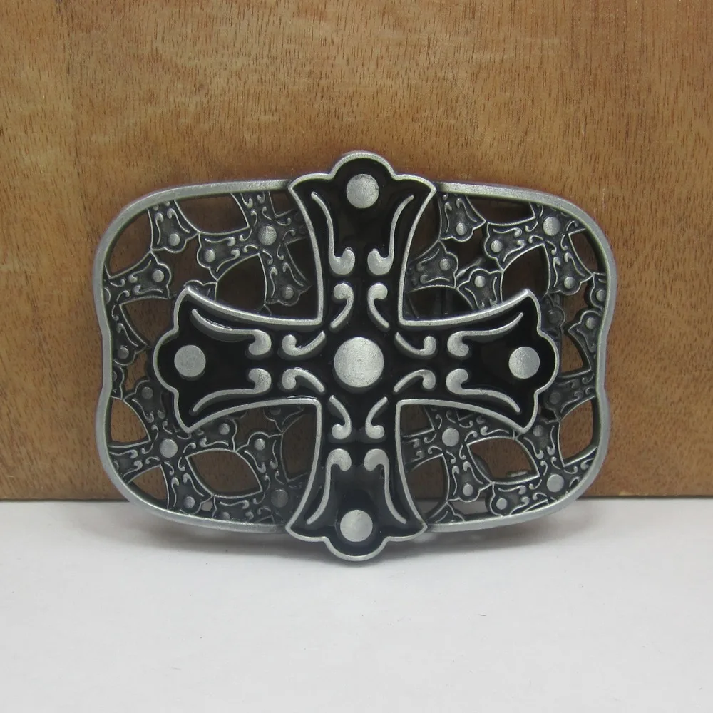 

BuckleClub retro zinc alloy black enameled CROSS jeans gift cowboy belt buckle FP-02240-1 for men 4cm width loop drop shipping