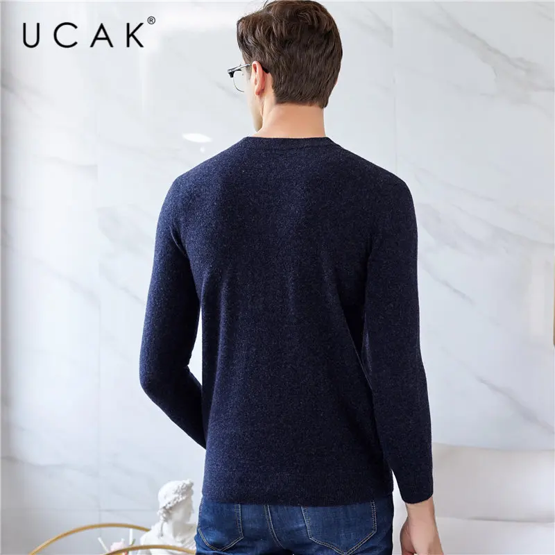 UCAK Brand Merino Wool Sweater Men 2019 New Arrival Autumn Winter Cashmere Pullover Men O-Neck Pull Homme Knitted Sweaters U3033