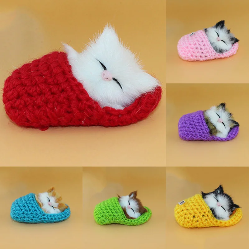Lifelike Kid Toys Cute Plush Slippers Cat Soft Doll Simulation Sound Toys YJS Dropship