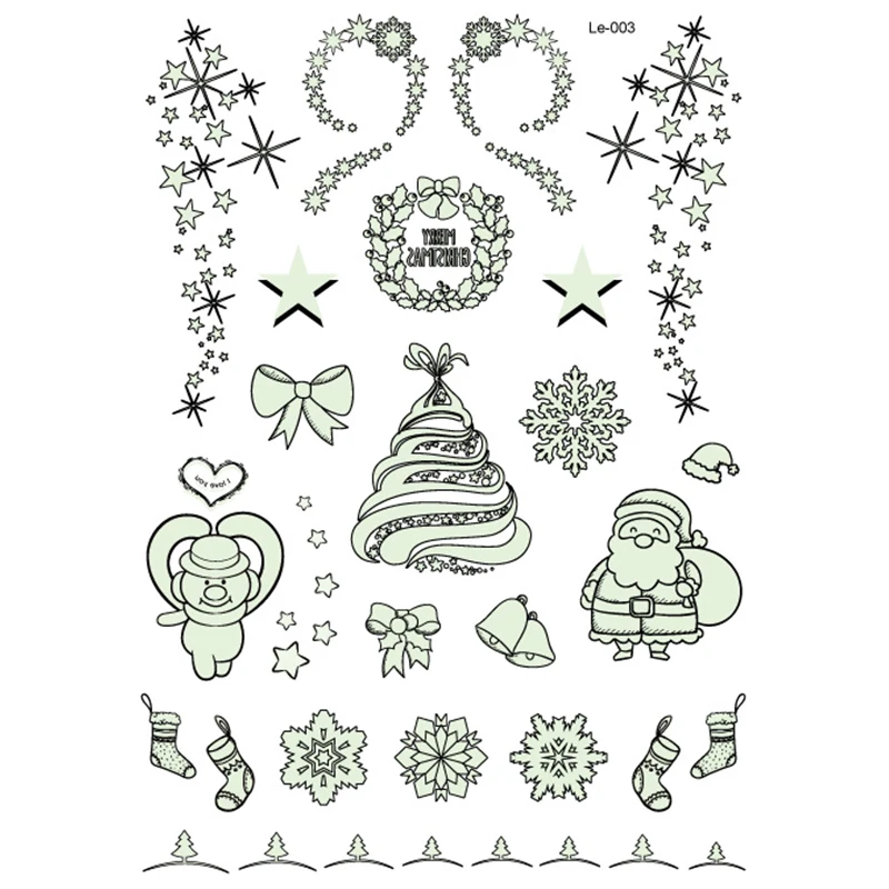 1 компл. световой Временные татуировки Стикеры новогодний орнамент Рождественский Декор для дома новогоднее; рождественское Рождество