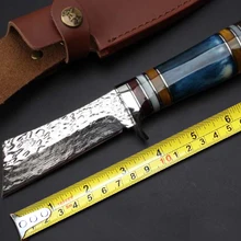 Коллекция ручной ковки Самурайские фиксированные ножи, дамасский нож для выживания кемпинга, наружные инструменты охотничий нож