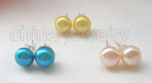 

Beautiful 3pairs 8-8.5mm natural freshwater pearl earring - 925 silver stud