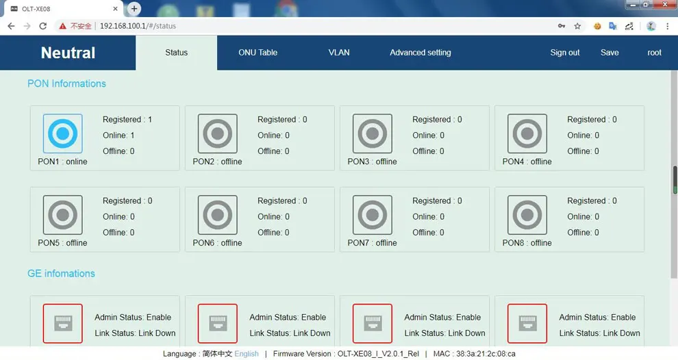 EPON OLT 4PON порты FTTH CATV OLT Перевозчик-класс высокой плотности волоконно-оптический высокое качество 1,25G Профессиональный мини