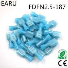 FDFN2-187 FDFN2.5-187 нейлон латунь женский изолированный вилочный кабельное соединение провода разъем 100 шт. 1,5-2.5mm2 16-14AWG FDFN разъем