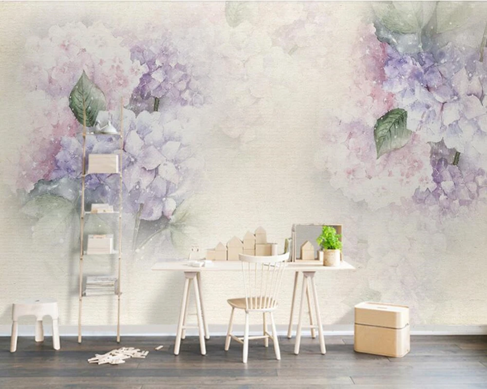 Фиолетовый цветок лист Бабочка 3d обои росписи papel де parede, гостиная диван ТВ стены спальня кухня обои домашний декор