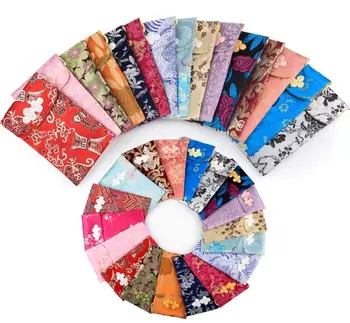 

10x17.5cm Chinese style women small cell phone cover satin Bag Silk Packaging Pouches mixed colors