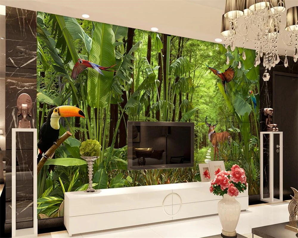 Beibehang 3D Wallpaper Hijau Hutan Hujan Tropis Tanaman Latar Beibehang 3D Wallpaper Hijau Hutan Hujan Tropis Tanaman Latar