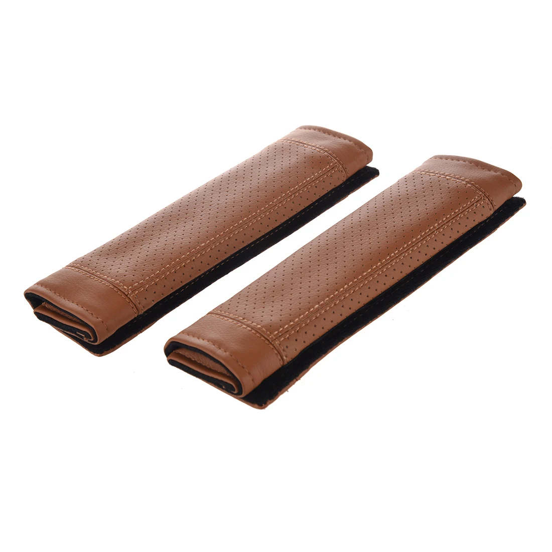 2Pcs PU Leather Car Seat Belt Shoulder pads Cover brownin Seat Belts