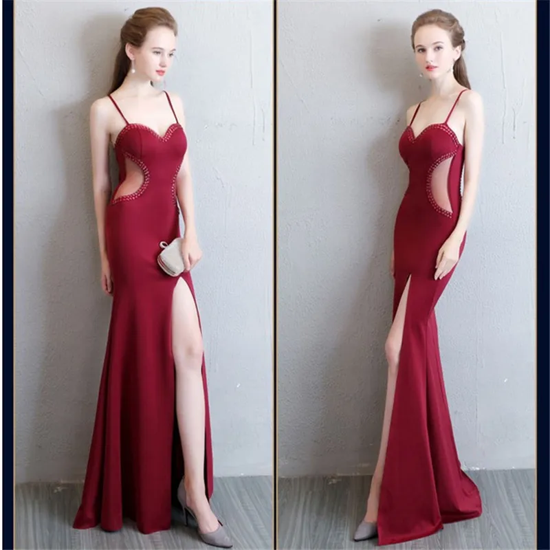 Вечерние платья на бретельках, строгое длинное вечернее платье, vestido de festa longo robe de soiree vestido de novia abendkleider TK884