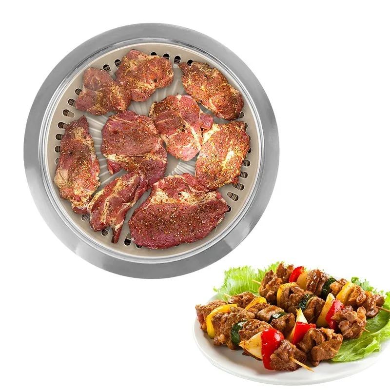 Delidge 1 Set Kitchen Barbecue Plate Round Iron Korean BBQ Grill Plate