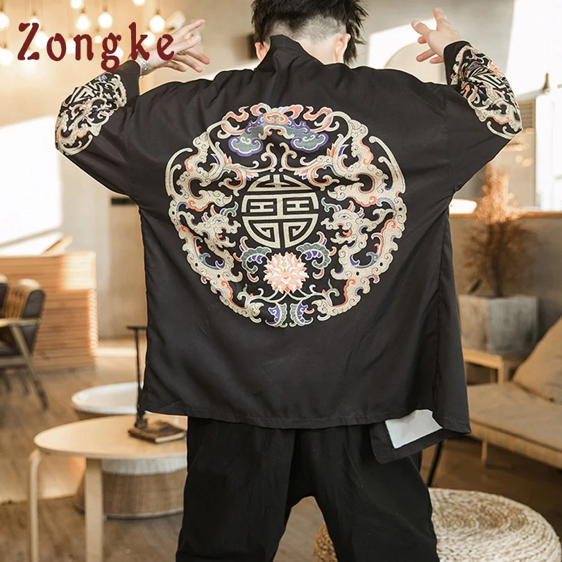 Zongke Coins черное кимоно для мужчин японское кимоно кардиган Harajuku кимоно рубашка мужская гавайская рубашка модная блузка 5XL 2019