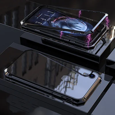 2 Роскошный Магнитный адсорбционный чехол для iPhone X из закаленного стекла, встроенный магнитный чехол для iPhone X S XR MAX, металлический бампер - Цвет: 2