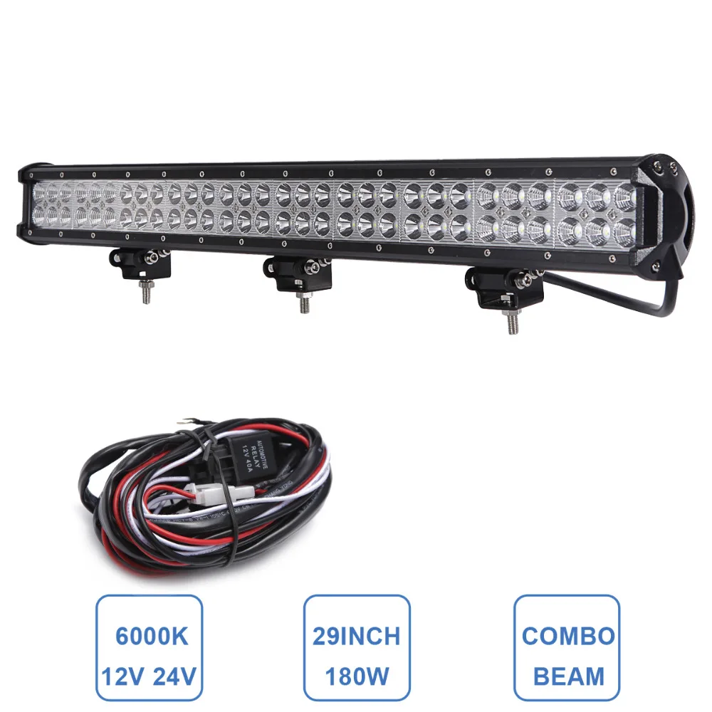 

29'' 180W Offroad LED Light 12V 24V ATV SUV Car Wagon Truck Auto AWD 4X4 UTE Camper 4WD Lamp Tractor Auxiliary Indicator Light