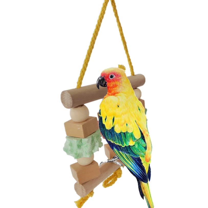Birds Toys Large Parrot Toys Drawbridge Bridge Wooden Stand Ladder Bird