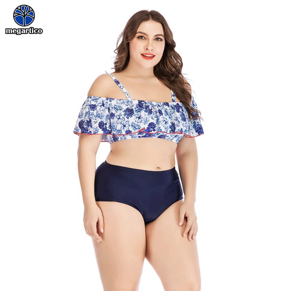 

high waist bikini 2019 big size womens swimwear plus size women swim suit push up padded floral print sexy swimsuit female