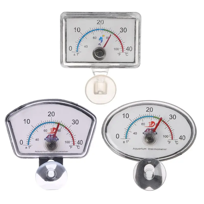 

Aquarium Thermometer Pointer Fish Tank Temperature Dial Submersible Suction Cup