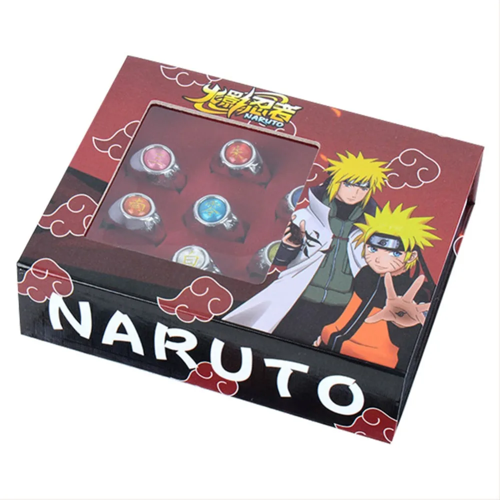 

Birthday Gift NARUTO Cosplay Akatsuki Ring Box Nine Rings Zinc alloy High Quality IP Hobies Lovely Birthday Gift Ring
