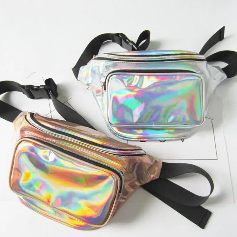 

Fashion Fanny Waist Bag Reflective Laser Packs Harajuku Steampunk Hip Bag Banana Bags Women Waist Bag Unisex Chest Pack