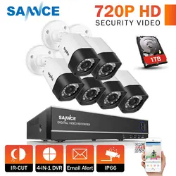 SANNCE 8CH 720 P CCTV Системы 1080 P HDMI выход DVR комплект 6 шт 1280tvl 1.0MP камер видеонаблюдения 1 ТБ HDD