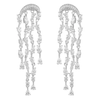 

GODKI 68mm Brilliant Tassel Drops Cubic Zirconia Women Bridal Wedding Party Earring Fashion Red Carpet Jewelry for Women