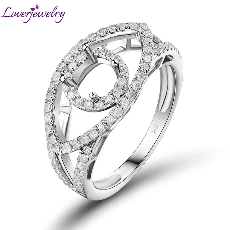 

DIY Design Women Rings Round 5mm Solid 18kt White Gold Diamond Semi Mounting Wedding Custom Ring Setting Special Design Jewelry