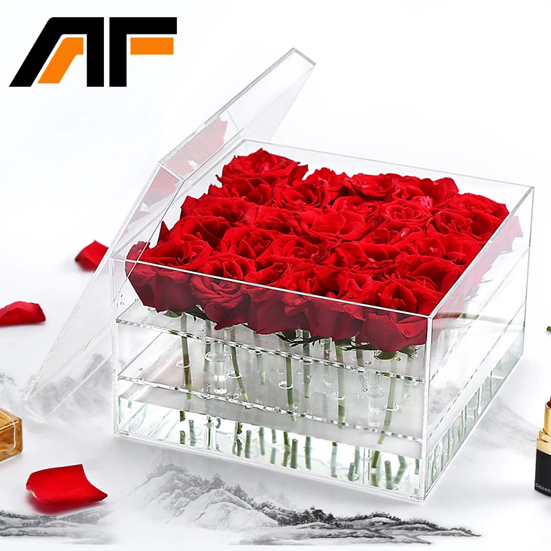 

New Listing Make Up Box Acrylic Make Up Jewelry Organizer Box 25 Holes For Flower Box High Store Flowers Or Eternal Flowers