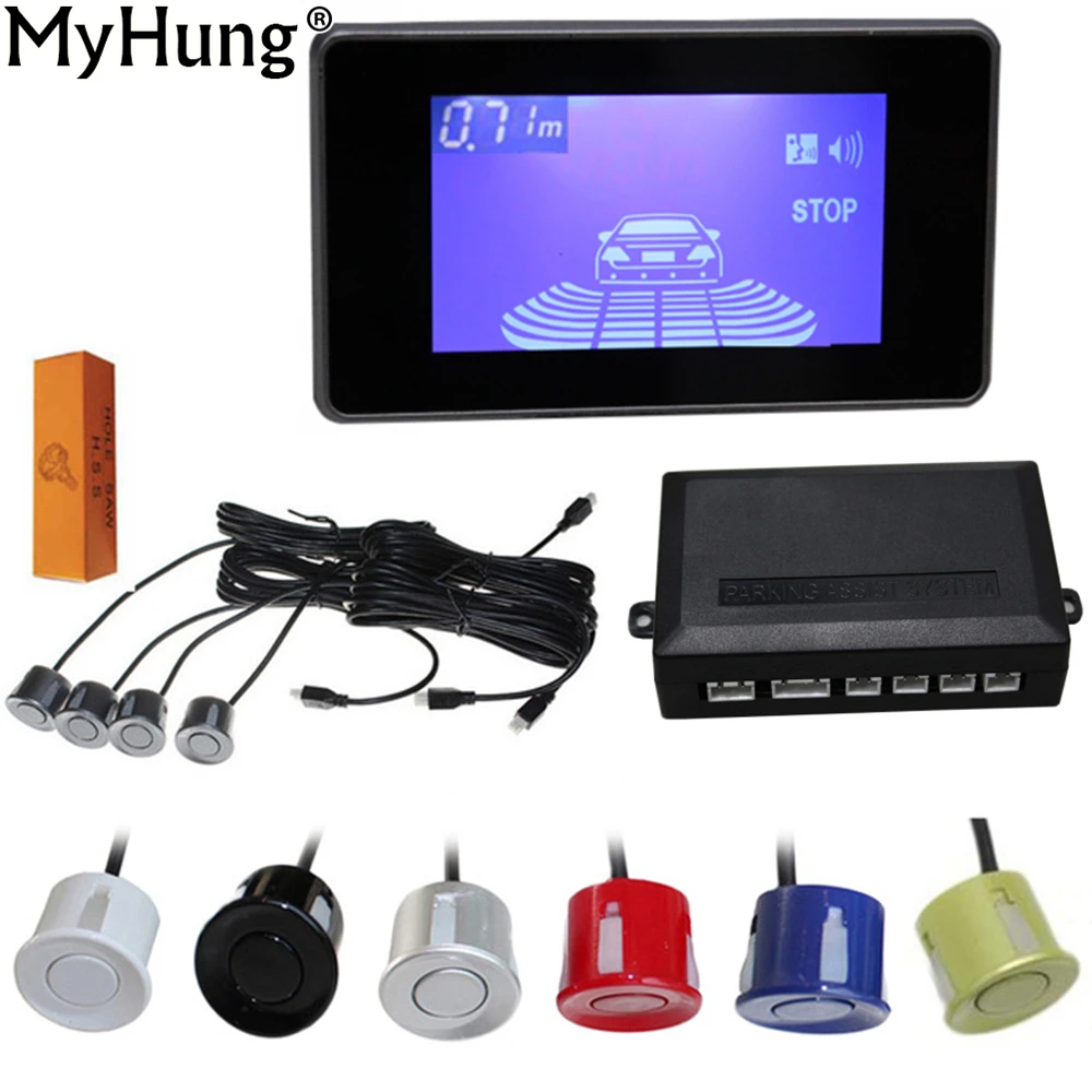Car Parking Sensors Kit with 4 Sensors 22mm LCD Display Car Backup