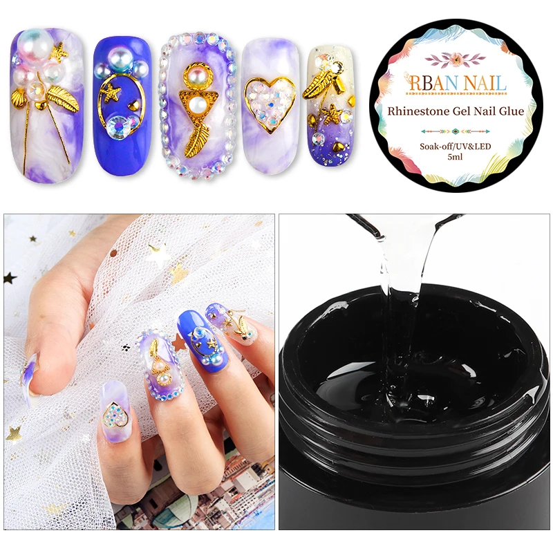 

RBAN NAIL Super Sticky 5ml UV Gel Nail Polish Glue Set Crystal Adhesives Transparent Clear Gel Nails Crafts Decor Tools