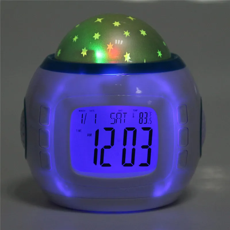 

Fashion Star Starry Sky Electronic Led Digital Projection Alarm Clock With Music Light Home Party Decoration Children Kids Gifts
