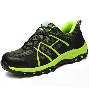 

plus size men fashion breathable mesh steel toe cap working safety shoes non-slip platform anti-puncture tooling security boots