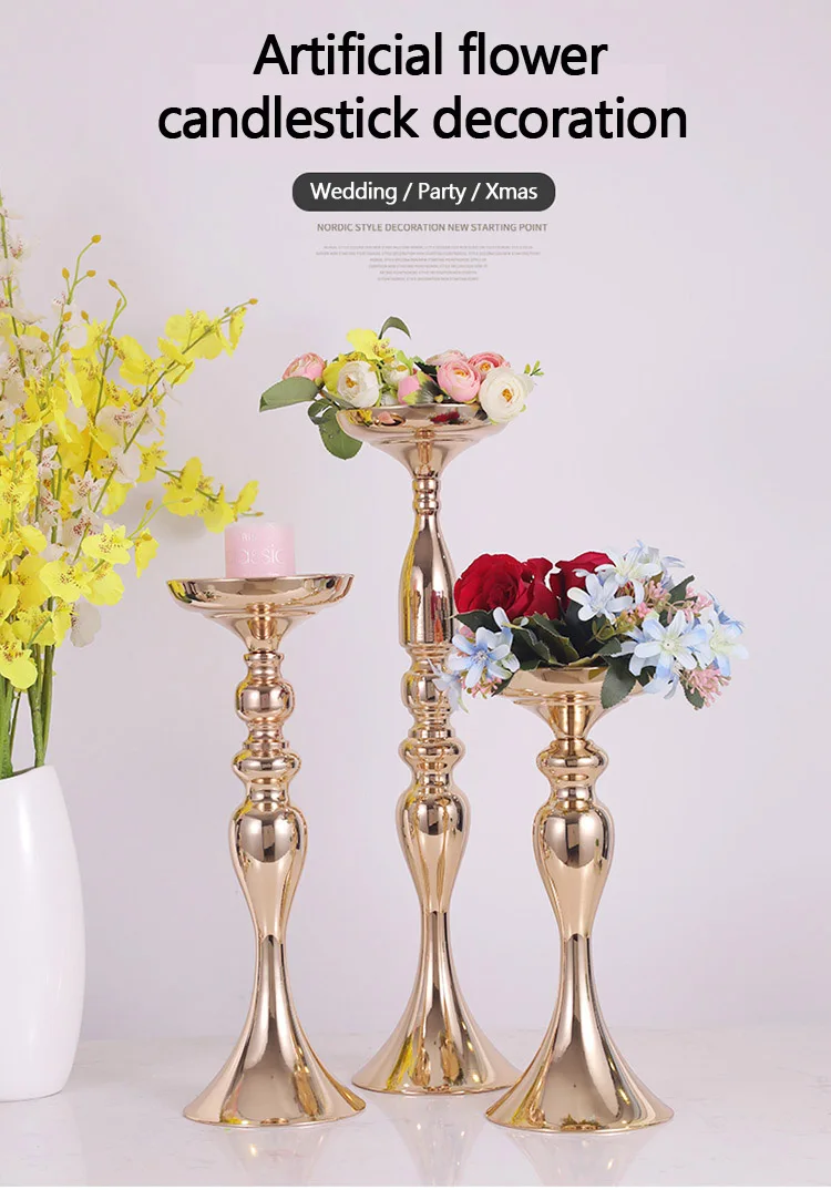 Golden Candlestick Flower Vase (1)