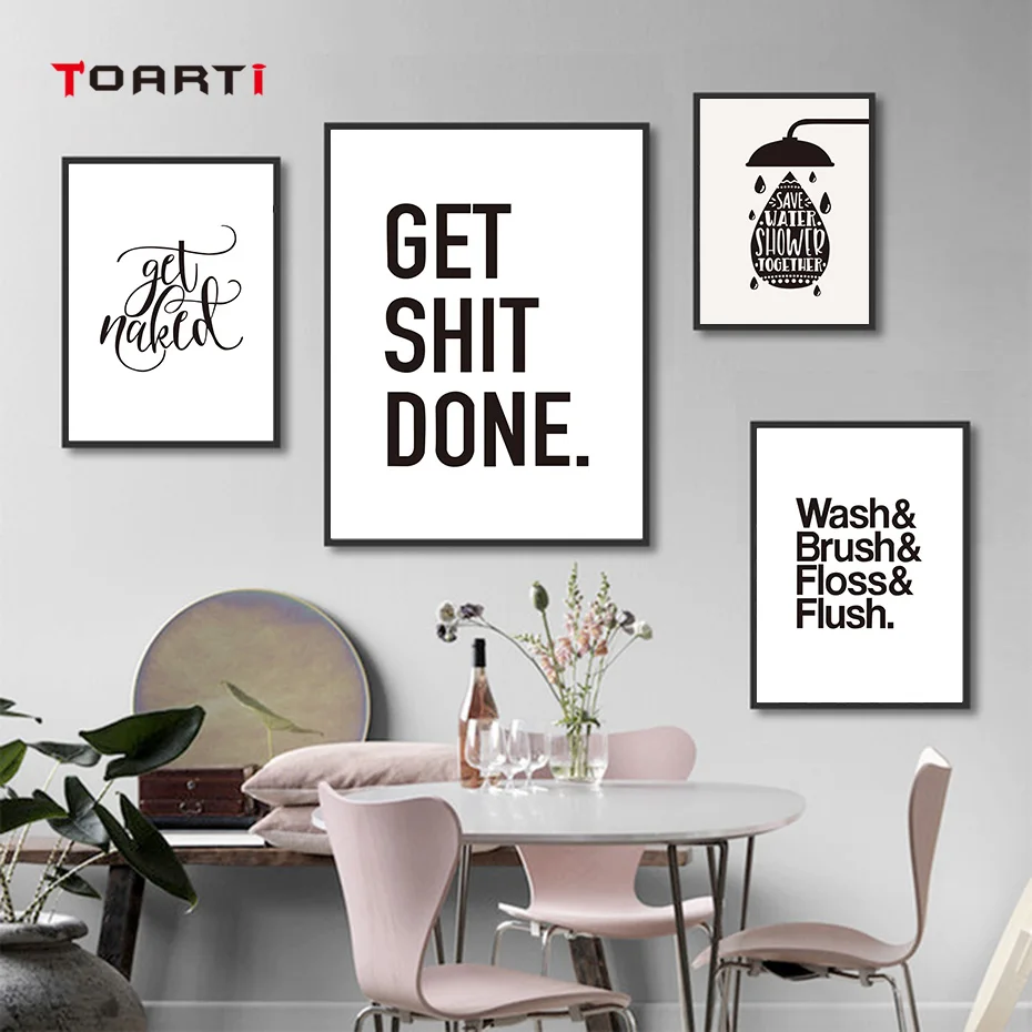 

Modern Fun Bathroom Decorative Posters Prints Black And White Canvas Painting On The Wall Decoration For The House Nordic Art