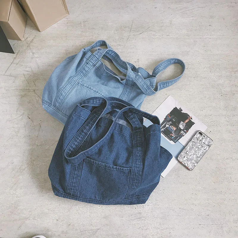 Women Shoulder Bag Large Capacity Cowboy Denim Jeans Tote Crossbody Bags Casual Shopping Shopper Bag Fashion Beach Handbags