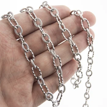 

100% Stainless Steel Twist ROLO Cable Link Chain Necklace Bohemia Cable Chain By Meter Cadenas Por Metros No Clasp