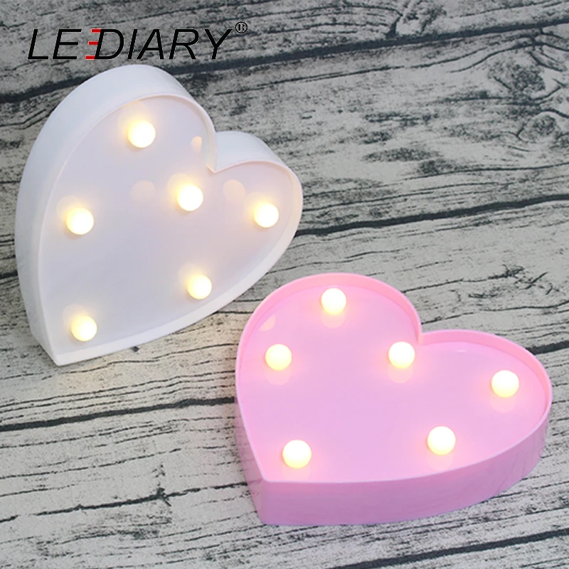 

LEDIARY Novelty Heart Decoration Night Light Red Pink White South Korea Style LED Lamp For Dressing Table Thanksgiving Bedrrom
