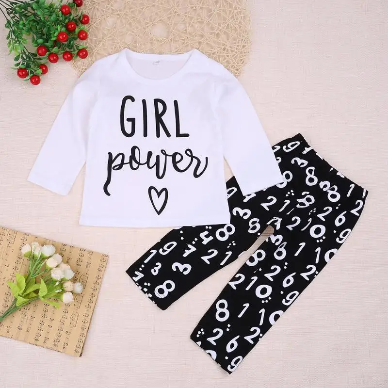 Autumn Newborn Baby Girls Boys Clothes Set Cute Letters Print Long Sleeve T-shirt+Figure Pants Outfits Set 2018 Toddler Clothing