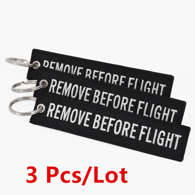 3Pcs/lot Remove Before Flight Keychains For Aviation Gifts Embroidery Customize Keychains Keyring key Holder Cars Sleutelhanger Style12