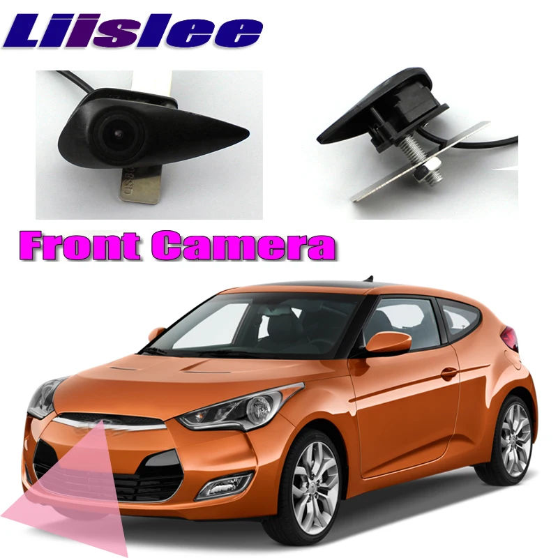 Передняя Автомобильная камера LiisLee для hyundai Veloster 2011-, фронтальная камера с логотипом в виде слепых пятен, камера с ручным управлением, фронтальная камера