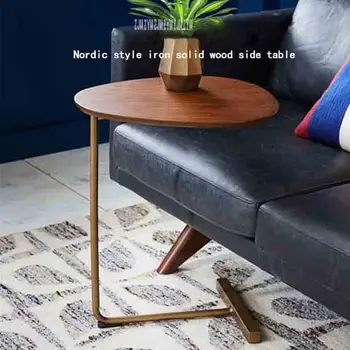 

New KDR-777 Small Coffee Table Modern Simplicity Bedside Table Nordic Style Iron Solid Wood Side Table Mini Creative Tea Table